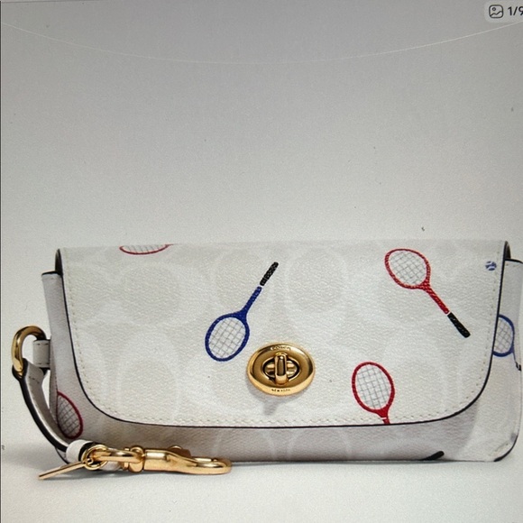 Coach White Tennis Racket Print Women's Sunglasses Case 
NWOT - Picture 1 of 3